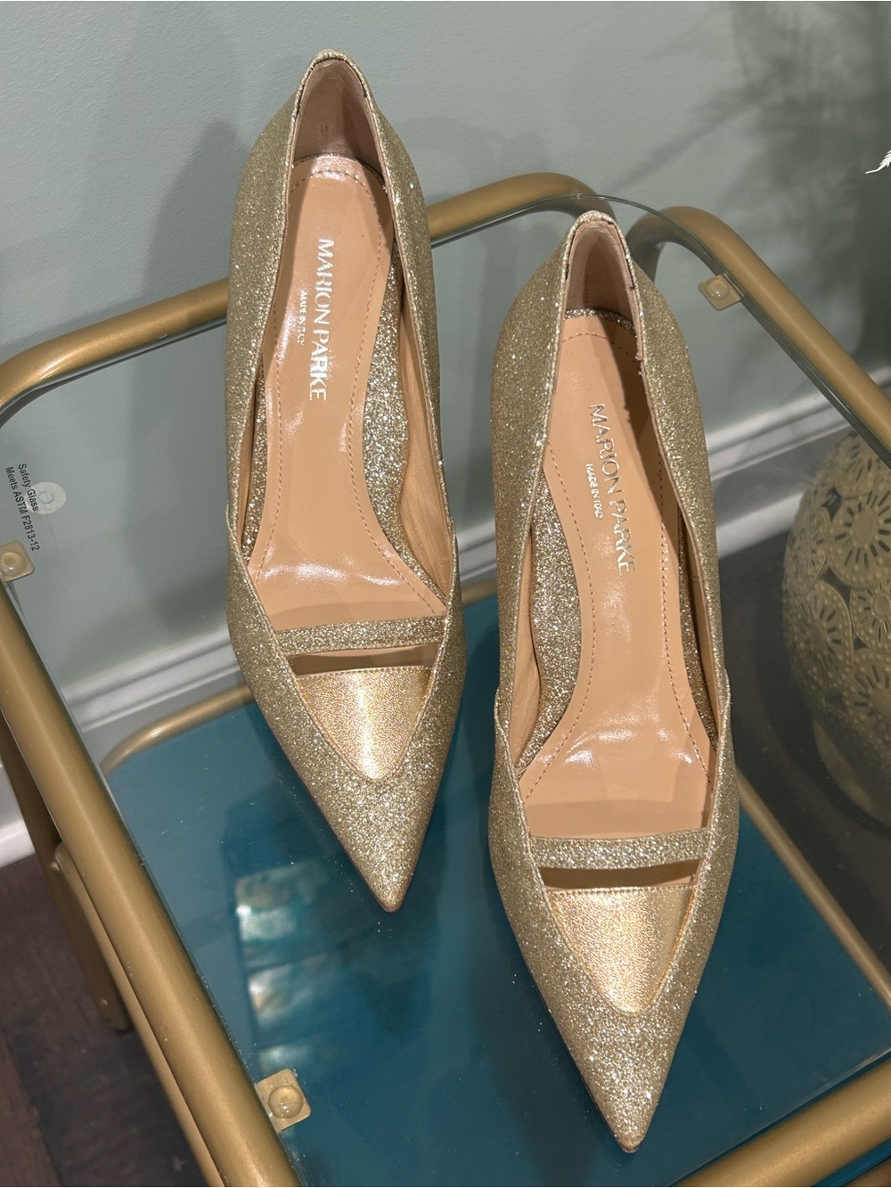 Marion Parke Gold Glitter Pointed-Toe Pumps